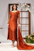 Ahmad Sultan Rust Orange & Gold Silk Pakistani occasion suit view 1