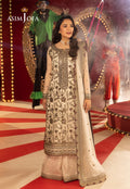 Asim Jofa Ivory & Black Silk Pakistani occasion suit view 1
