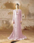 HUSSAIN REHAR Blush Pink & Silver Embroidered Pakistani occasion suit view 1
