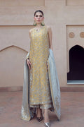 Haris Shakeel Turquoise & Gold Zari embroidered dupatta view 1