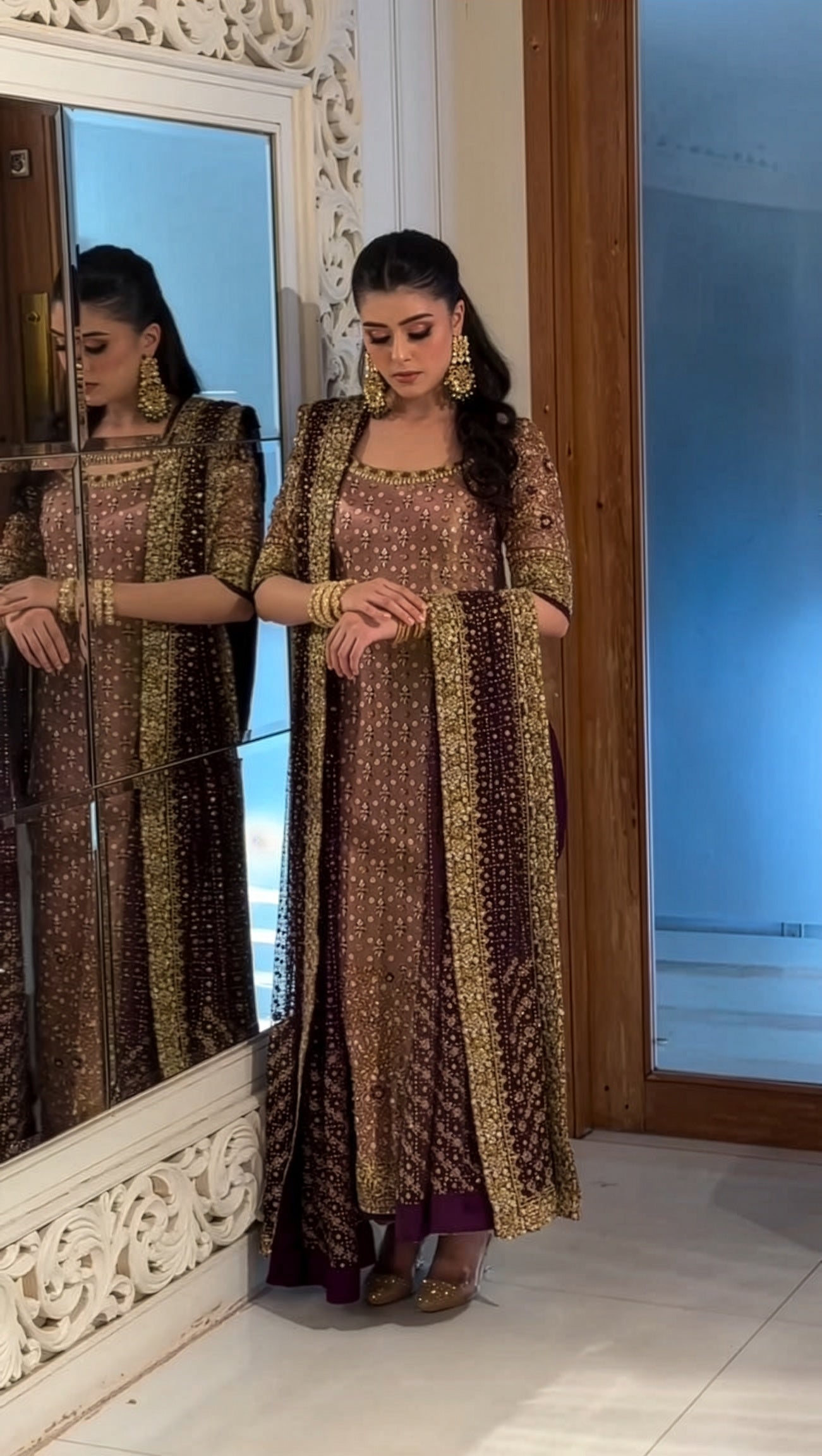 Haris Shakeel Pink-Purple Pink & Purple Embroidered Pakistani occasion suit view 1