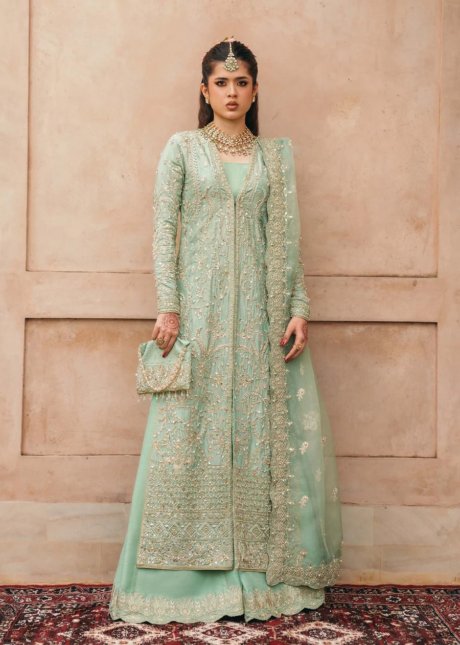 Kanwal Malik Mint Green & Gold Organza Pakistani occasion suit view 1