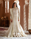 Zevk Ivory & Gold Lawn embroidered dress fabric view 1