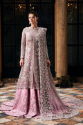 Mushq Dusty Pink & Silver Organza embroidered dress fabric view 1