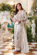 Maria B Ivory & Mint Green Embroidered embroidered dress fabric view 1