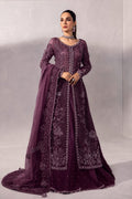 Maria B Gown Style Plum & Silver Embroidered embroidered dress fabric view 1