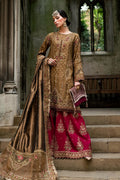 Maria B Brown & Magenta Silk Pakistani occasion suit view 1
