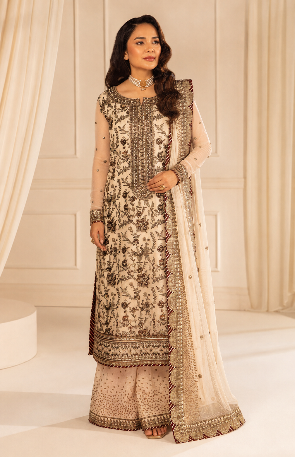 Asim Jofa Raw Silk Embroidered Wedding Suit alternate product view