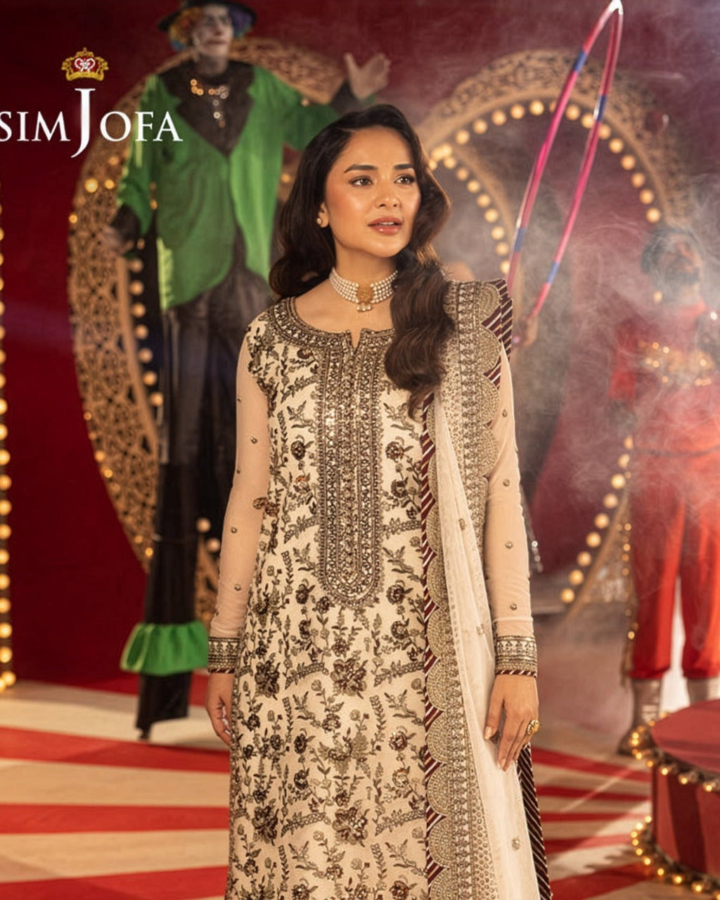 Asim Jofa Raw Silk Embroidered Wedding Suit embroidery and neckline detail