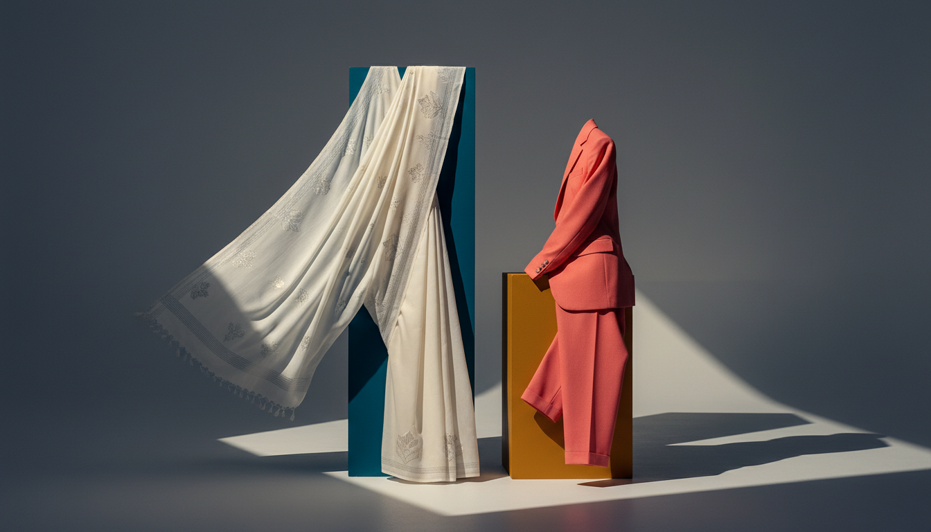 Editorial fabric and tailoring still life