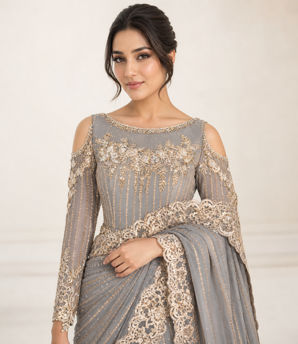 Maria B BD-2801 saree blouse and embroidery close-up
