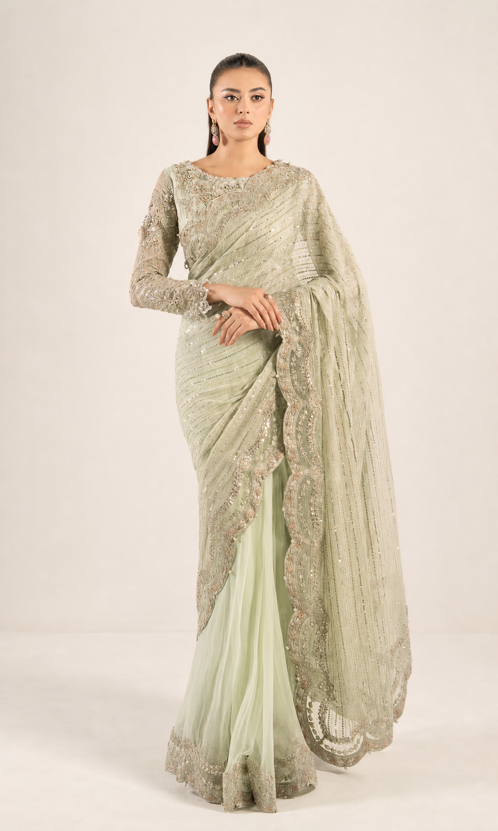 Maria B EF-38 saree full-length front model view