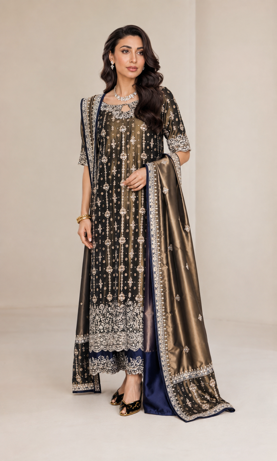 Haris Shakeel Zari Embroidered Wedding Suit alternate product view