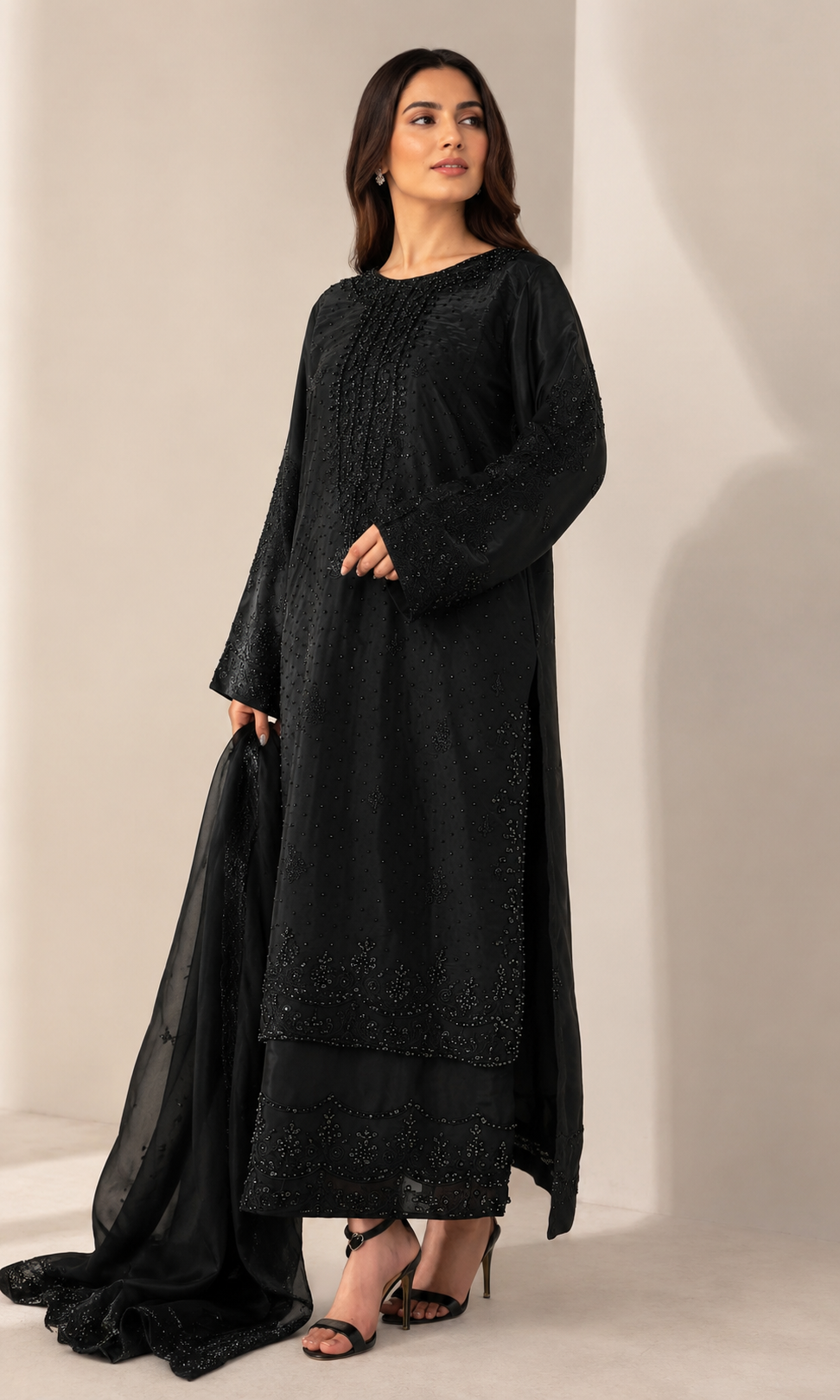 Hussain Rehar Sheesha Silk Embroidered Wedding Suit alternate product view
