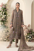 Maria B Chiffons Volume 06 D2 taupe embroidered chiffon suit front