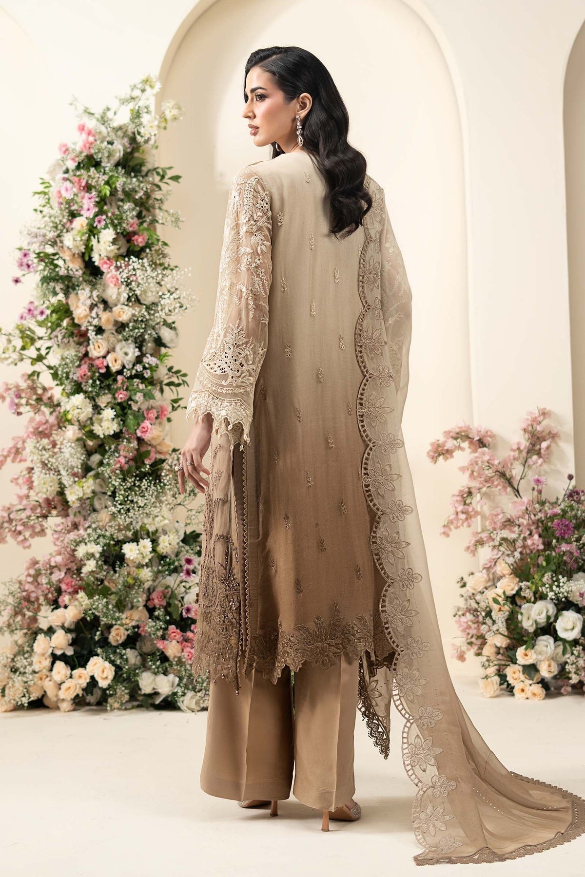 Maria B D3 embroidered chiffon suit back view