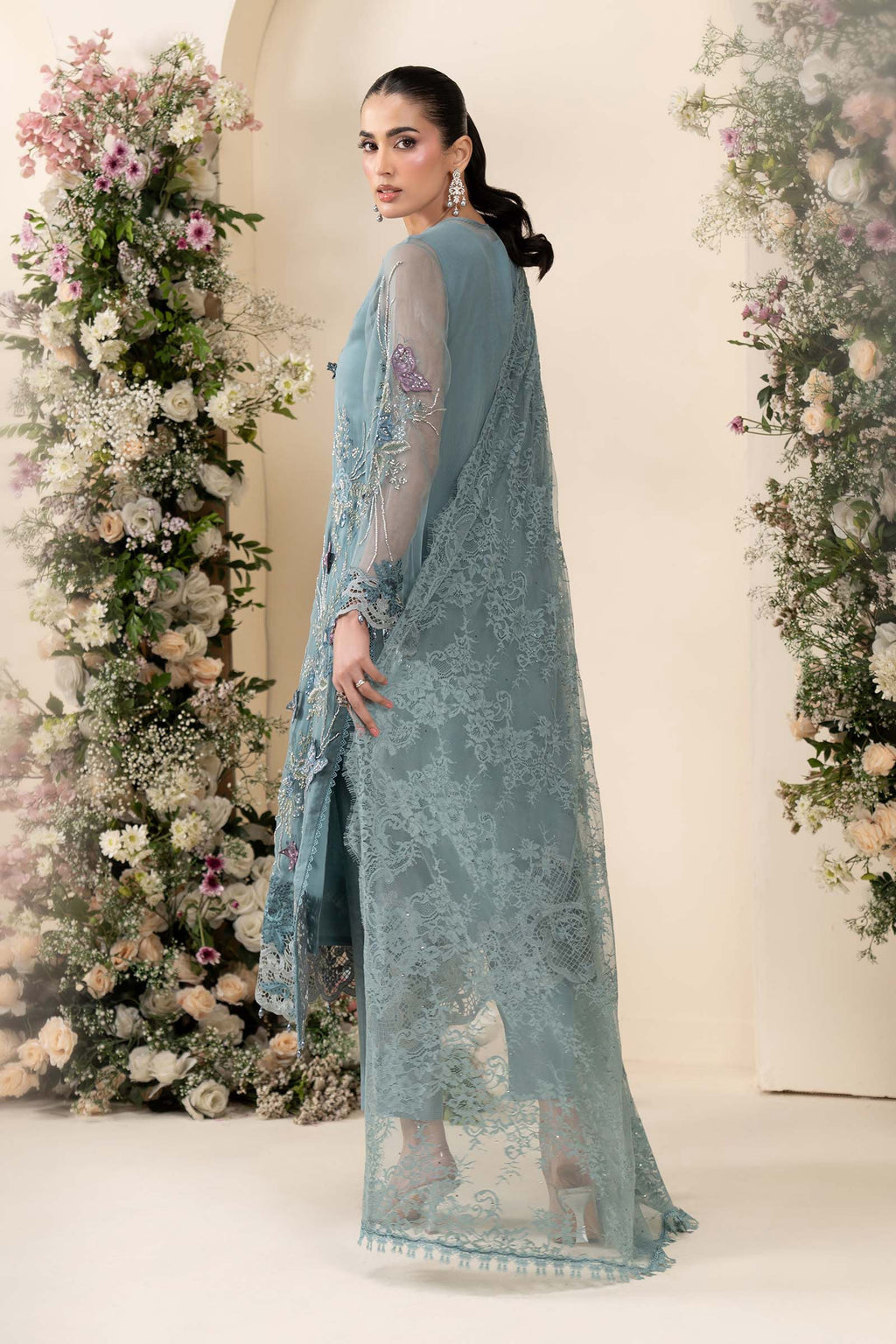 Maria B D6 embroidered chiffon suit back view