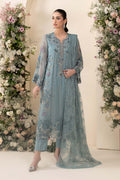Maria B Chiffons Volume 06 D6 blue embroidered chiffon suit front