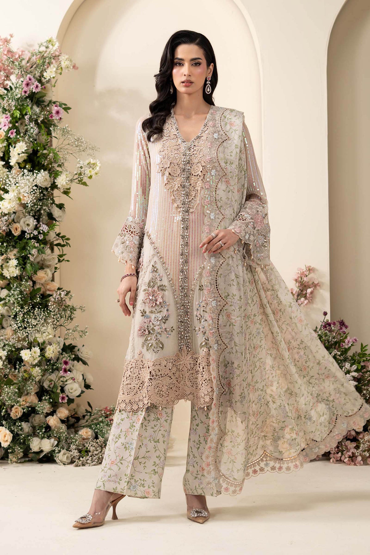 Maria B Chiffons Volume 06 D7 ivory embroidered chiffon suit front