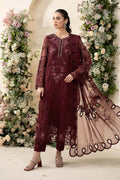 Maria B Chiffons Volume 06 D8 burgundy embroidered chiffon suit front