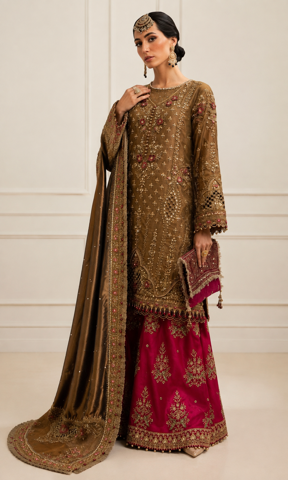 Maria B Tassel Silk Embroidered Wedding Suit alternate product view