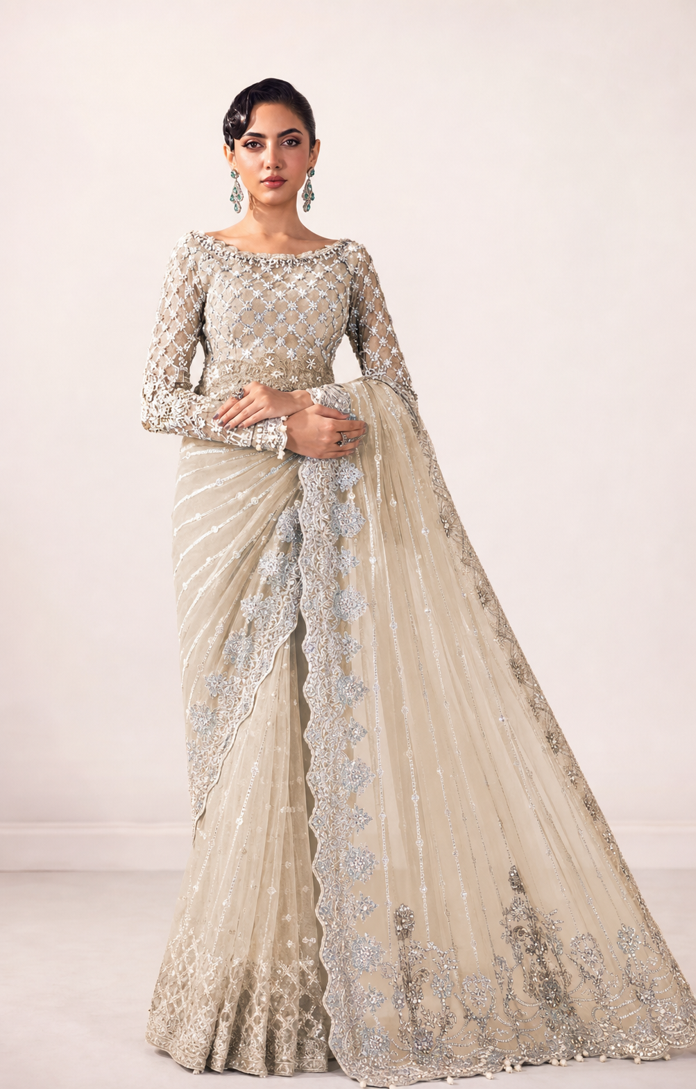 Maria B Mariella MC-1003 saree full-length front model view