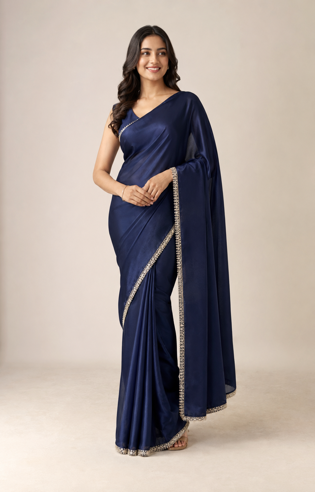 Midnight Blue saree full-length occasion wear – NOOSHAM UK