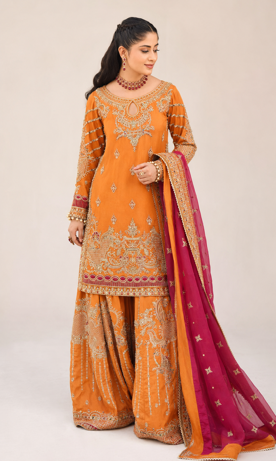 Naqshi Tassel Silk Embroidered Wedding Suit alternate product view