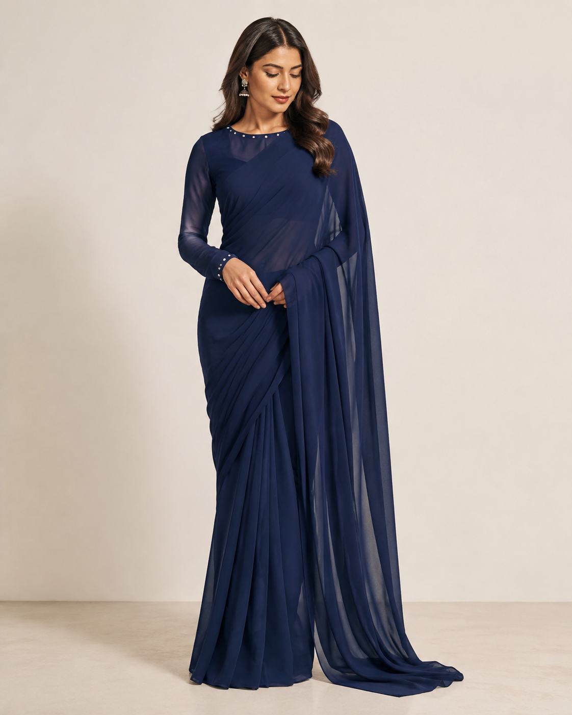 Navy Blue saree full-length occasion wear – NOOSHAM UK
