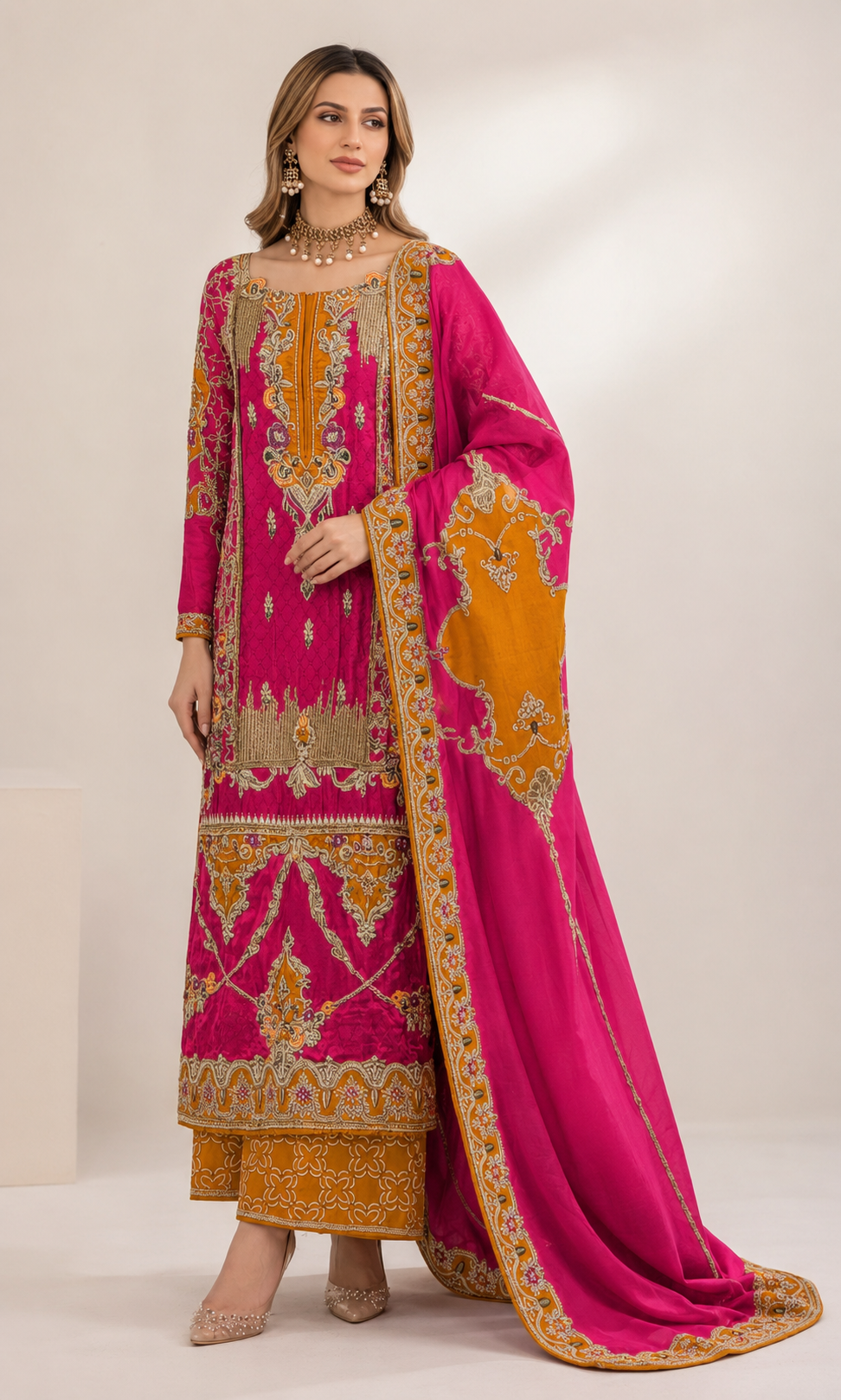 Shazia kiyani Tassel Silk Embroidered Wedding Suit alternate product view