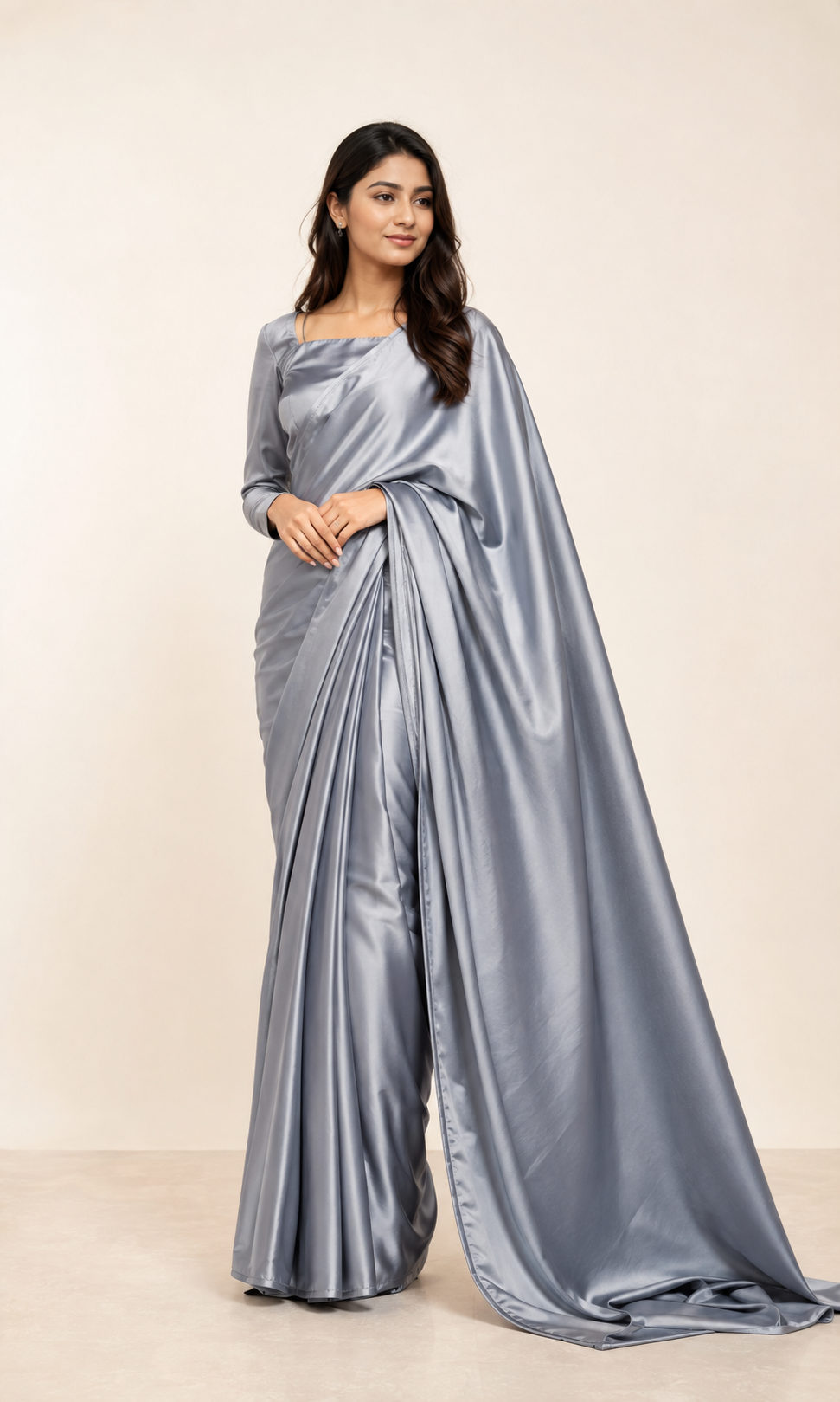 Silver Grey saree full-length occasion wear – NOOSHAM UK