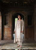 Haseen’s Ivory & Gold Silk Pakistani occasion suit view 1